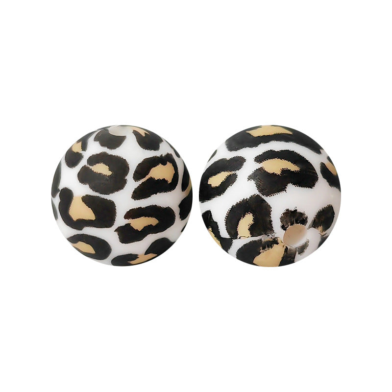 Water Transfer Printing 15mm Silicone Round Beads