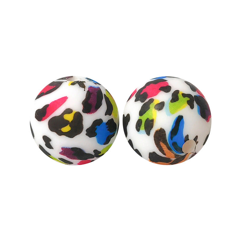 Water Transfer Printing 15mm Silicone Round Beads