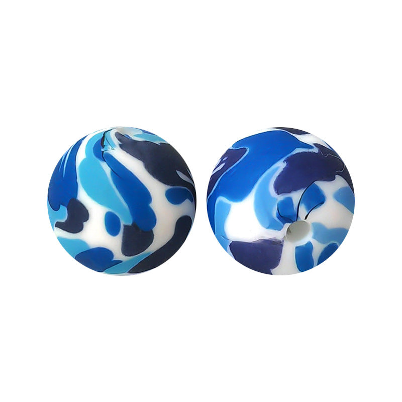 Water Transfer Printing 15mm Silicone Round Beads